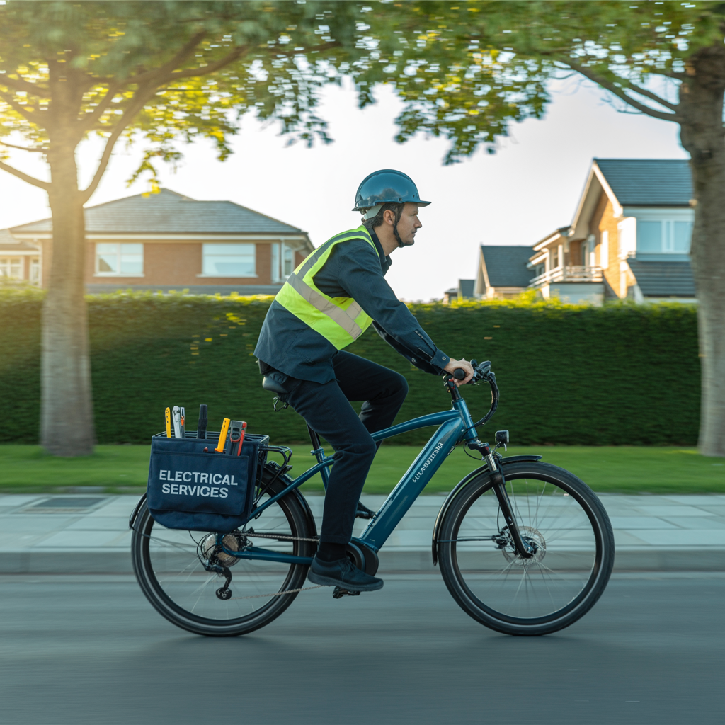 Technician on a bike traveling for meter installation work