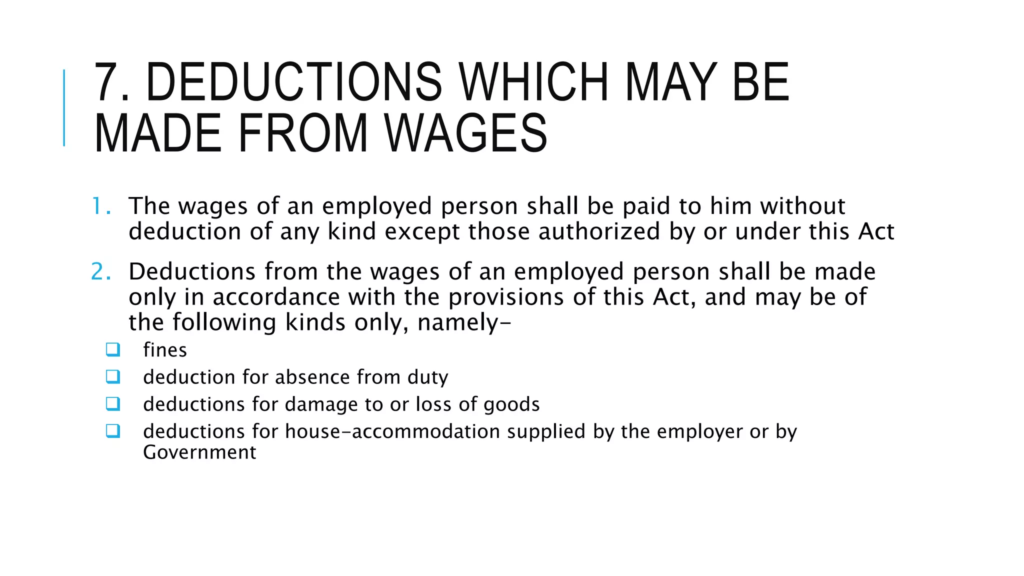 Wage Deduction Rules in India