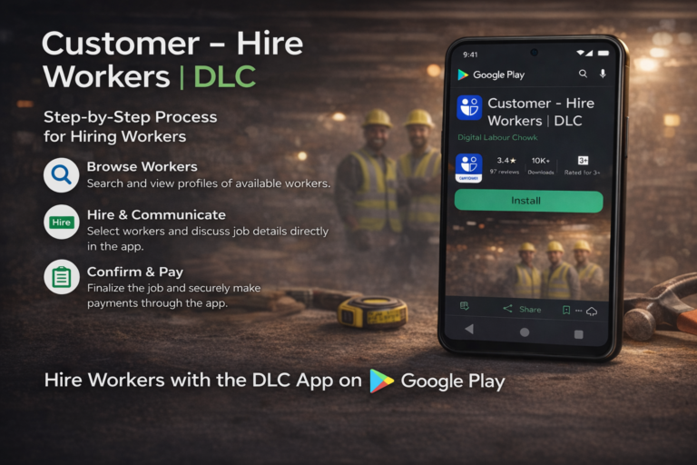 Digital Labour Chowk customer app Step-by-Step Process for Hiring Workers