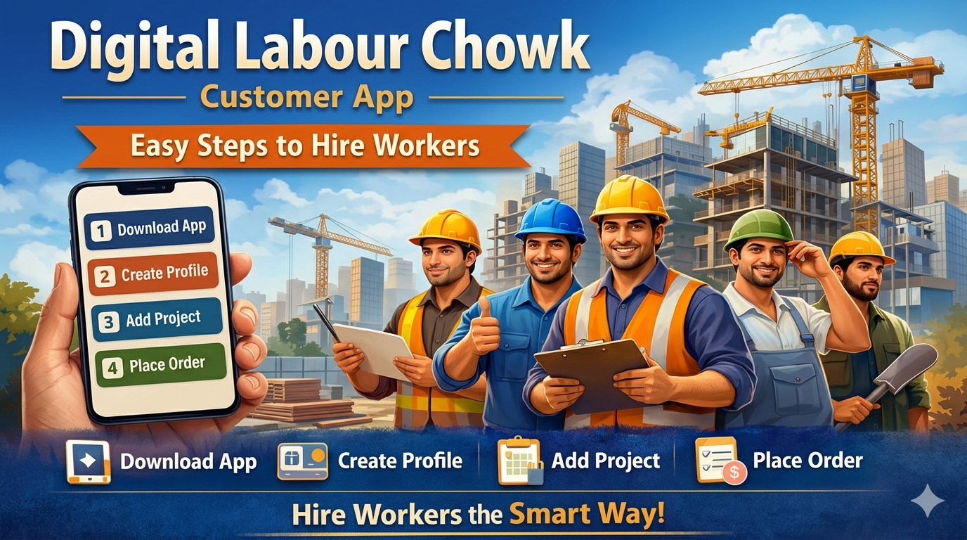 Digital Labour Chowk customer app Step-by-Step Process for Hiring Workers