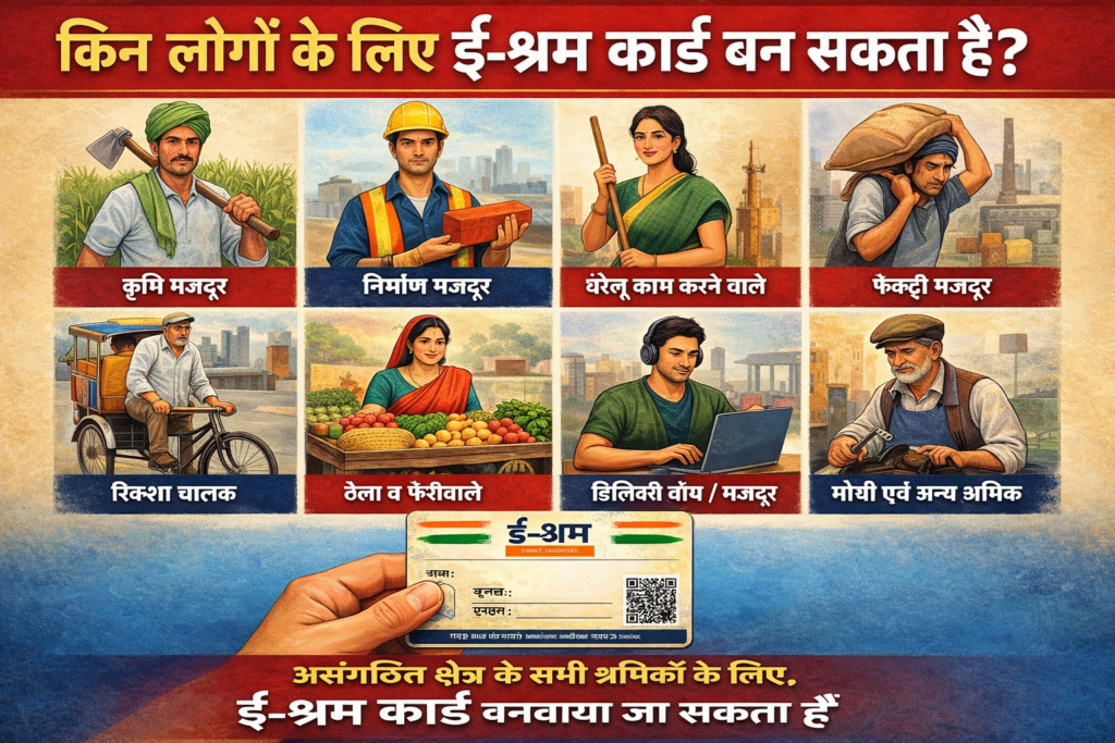 Konse logo ke liye e shram card banaya jata hai