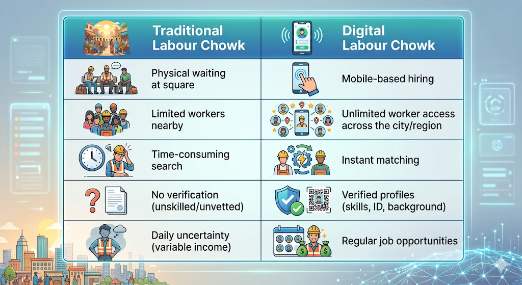 Digital Labour Chowk vs Traditional Labour Chowk