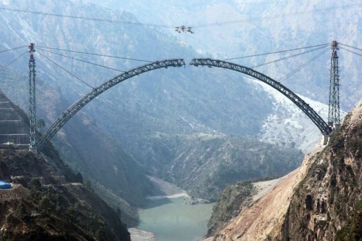Chenab Railway Bridge construction