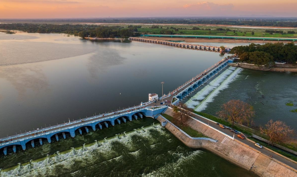 Kallanai Dam across the Kaveri River in Tamil Nadu